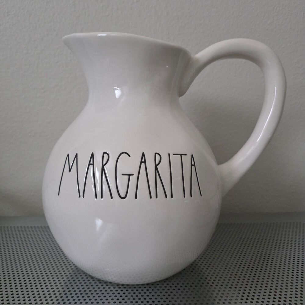 Rae Dunn MARGARITA Pitcher White Ceramic Barware Serving Pitcher Like New